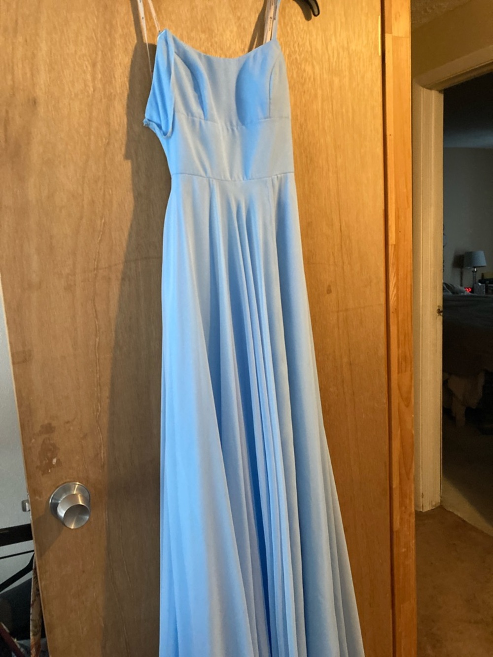 Faviana Light Blue Spaghetti Strap Maxi Dress